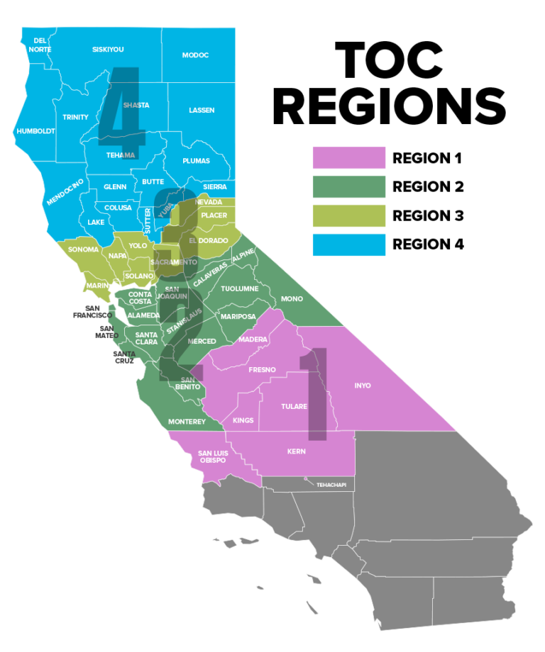Nor Cal TOC Wrestling Region Map